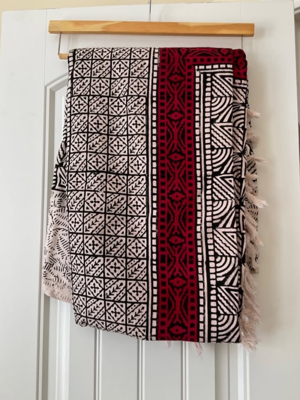 Vintage India Block Print Coverlet Tapestry 78x92"